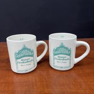 Vtg 2pc Altwiener Christkindlmarkt Wien I. Freyung Mitraco Wein Market Mug